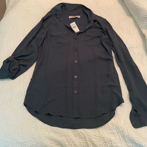 Loft dark green button down long-sleeved blouse - XS - NWT
